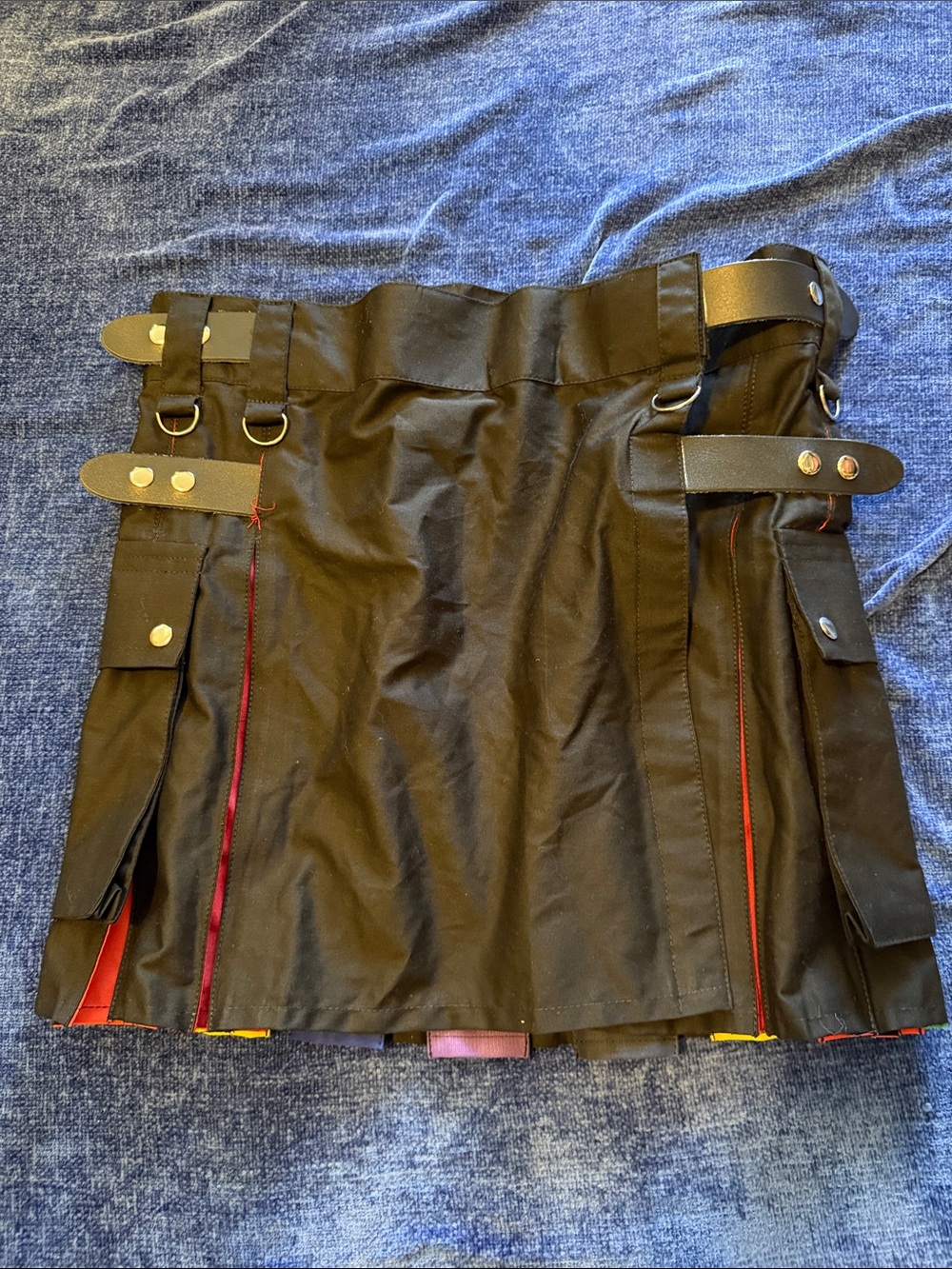 Black UtiliKilt with Rainbow Inner Panels — Pride 🏳️‍🌈 Ready!